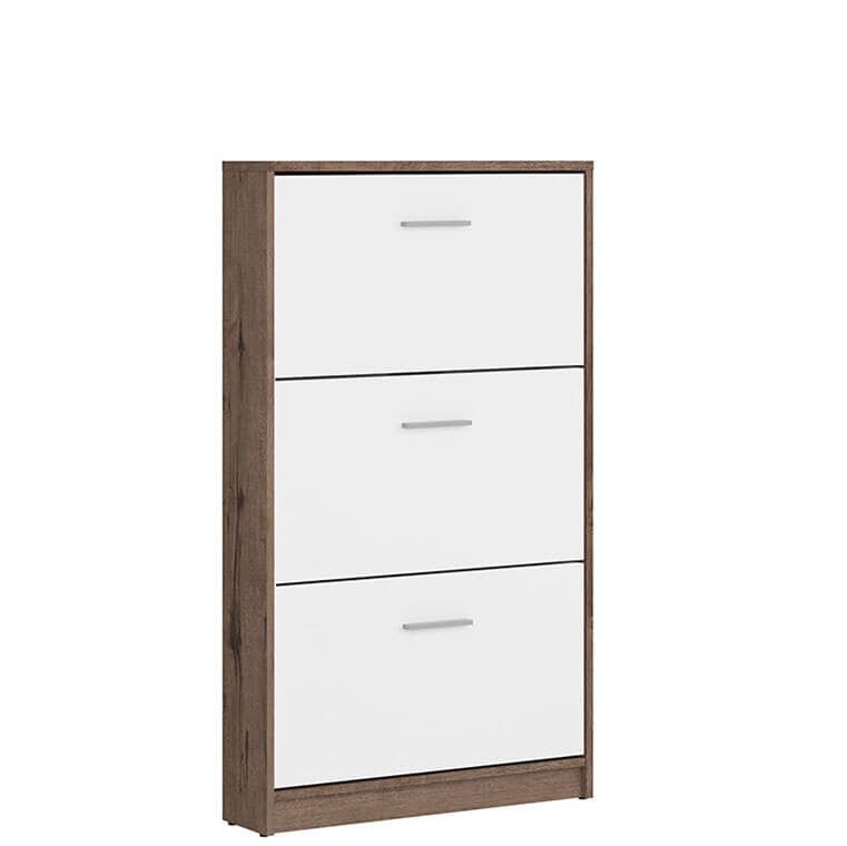 NEPO PLUS BRW SFB3K 3 Door BLACK RED WHITE Shoe Cabinet-Monastery Oak / White