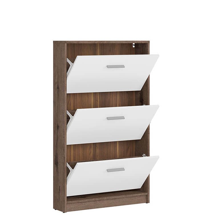 NEPO PLUS BRW SFB3K 3 Door BLACK RED WHITE Shoe Cabinet-Monastery Oak / White