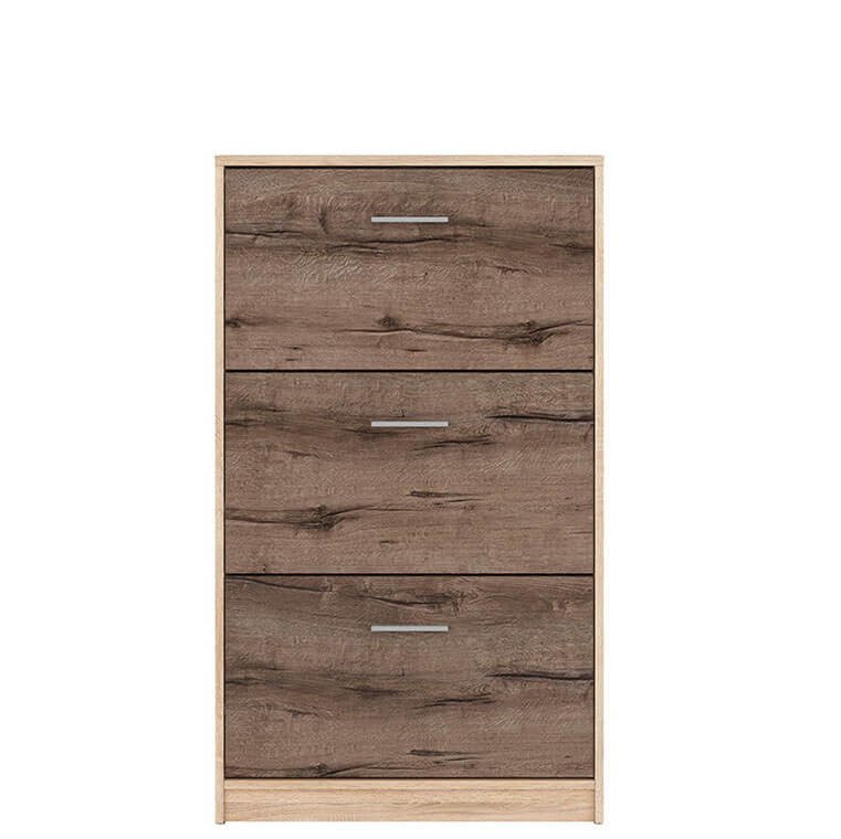 NEPO PLUS BRW SFB3K 3 Door BLACK RED WHITE Shoe Cabinet-Sonoma Oak / Monastery Oak