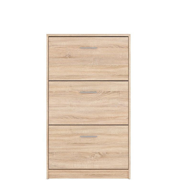 NEPO PLUS BRW SFB3K 3 Door BLACK RED WHITE Shoe Cabinet-Sonoma Oak / White