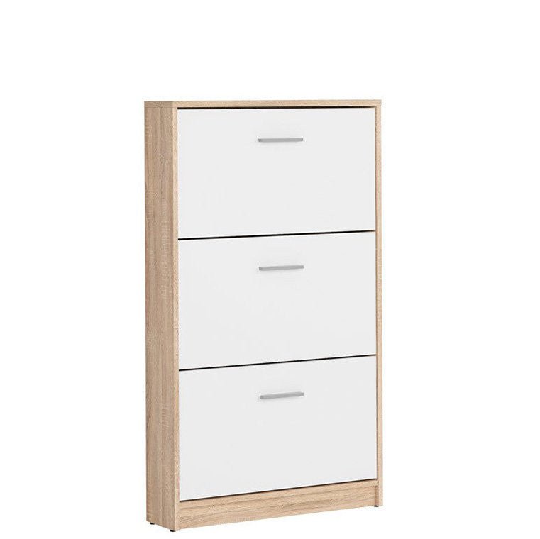 NEPO PLUS BRW SFB3K 3 Door BLACK RED WHITE Shoe Cabinet-Sonoma Oak / White