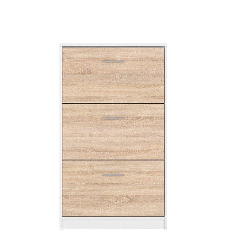 NEPO PLUS BRW SFB3K 3 Door BLACK RED WHITE Shoe Cabinet-Sonoma Oak / White