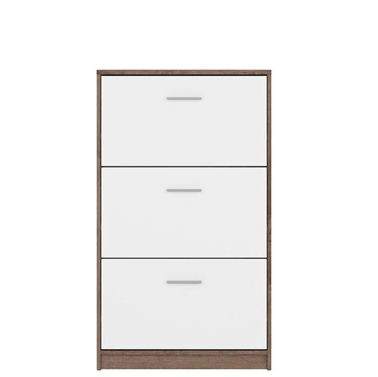 NEPO PLUS BRW SFB3K 3 Door BLACK RED WHITE Shoe Cabinet-White / Monastery Oak