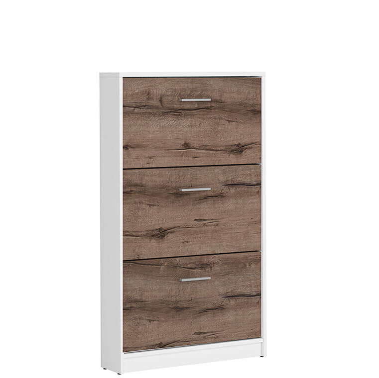 NEPO PLUS BRW SFB3K 3 Door BLACK RED WHITE Shoe Cabinet-White / Monastery Oak