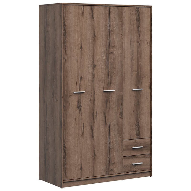 NEPO PLUS BRW SZF3D2S 2 Drawer 3 Door BLACK RED WHITE Wardrobe-Monastery Oak