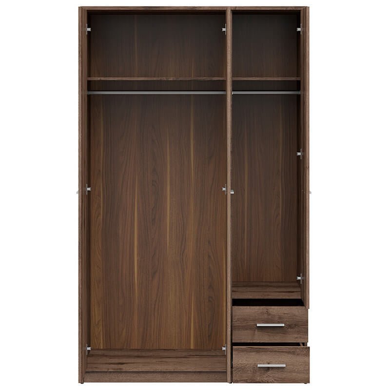 NEPO PLUS BRW SZF3D2S 2 Drawer 3 Door BLACK RED WHITE Wardrobe-Monastery Oak