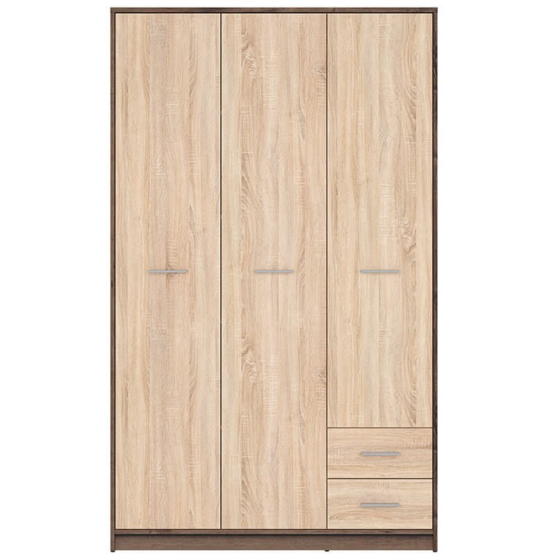 NEPO PLUS BRW SZF3D2S 2 Drawer 3 Door BLACK RED WHITE Wardrobe-Monastery Oak / Sonoma Oak