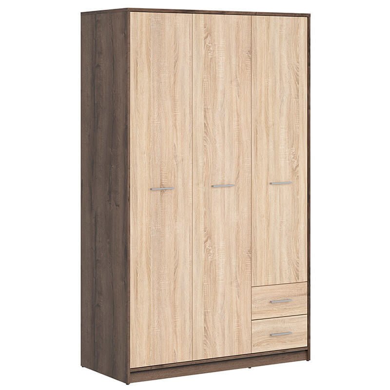 NEPO PLUS BRW SZF3D2S 2 Drawer 3 Door BLACK RED WHITE Wardrobe-Monastery Oak / Sonoma Oak