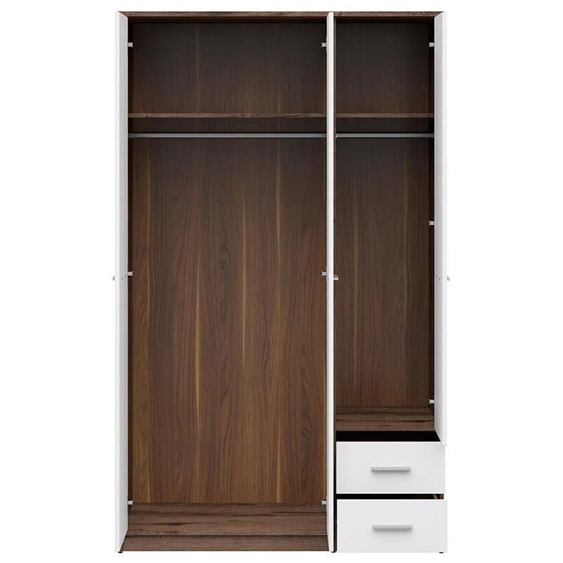 NEPO PLUS BRW SZF3D2S 2 Drawer 3 Door BLACK RED WHITE Wardrobe-Monastery Oak / White