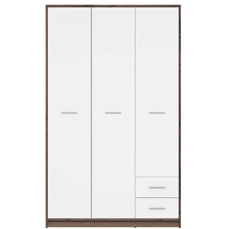 NEPO PLUS BRW SZF3D2S 2 Drawer 3 Door BLACK RED WHITE Wardrobe-Monastery Oak / White