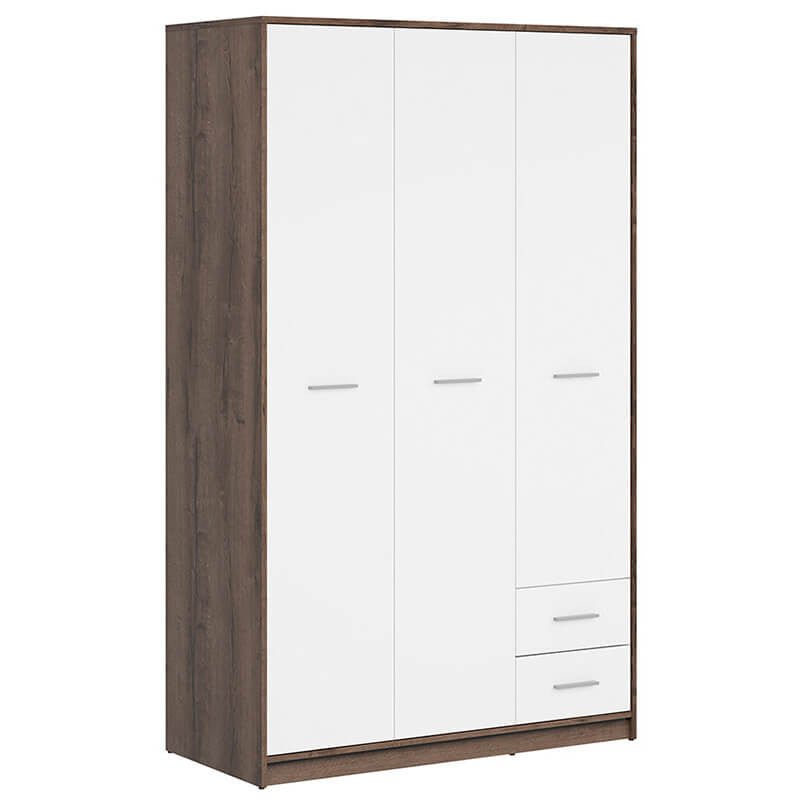 NEPO PLUS BRW SZF3D2S 2 Drawer 3 Door BLACK RED WHITE Wardrobe-Monastery Oak / White