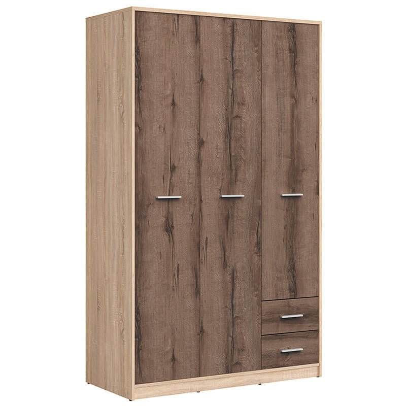 NEPO PLUS BRW SZF3D2S 2 Drawer 3 Door BLACK RED WHITE Wardrobe-Sonoma Oak / Monastery Oak