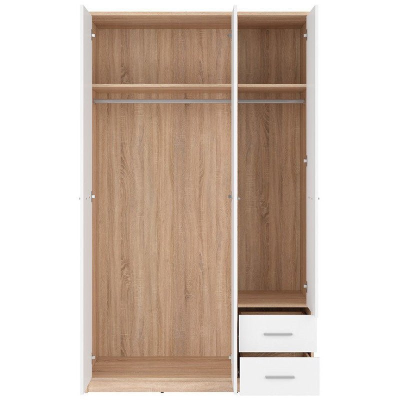 NEPO PLUS BRW SZF3D2S 2 Drawer 3 Door BLACK RED WHITE Wardrobe-Sonoma Oak / White