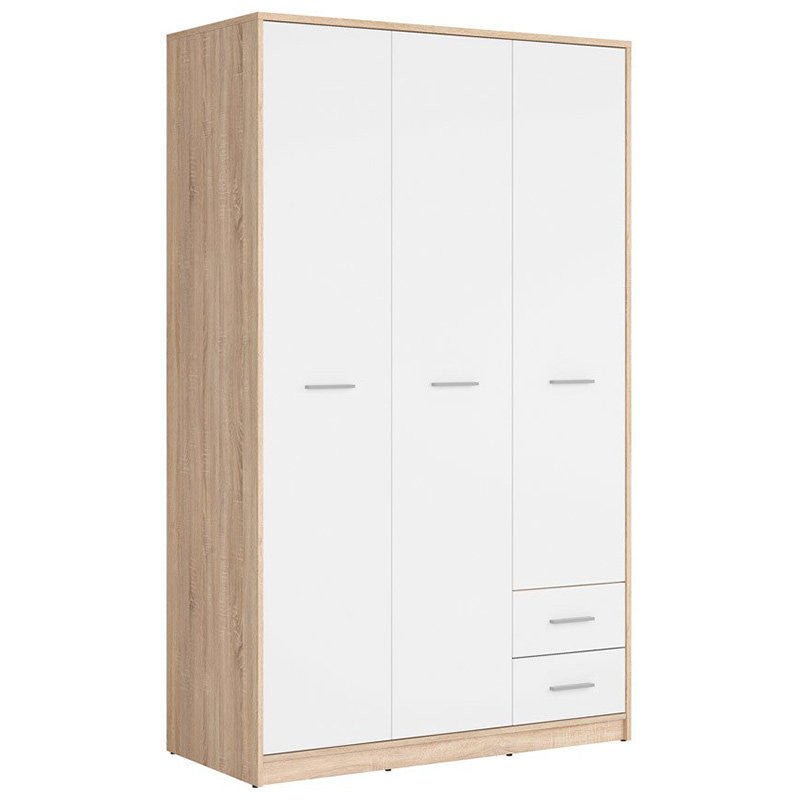 NEPO PLUS BRW SZF3D2S 2 Drawer 3 Door BLACK RED WHITE Wardrobe-Sonoma Oak / White