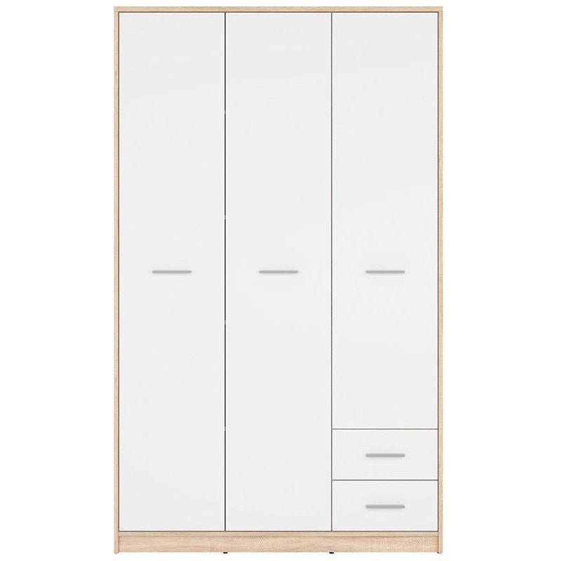 NEPO PLUS BRW SZF3D2S 2 Drawer 3 Door BLACK RED WHITE Wardrobe-Sonoma Oak / White