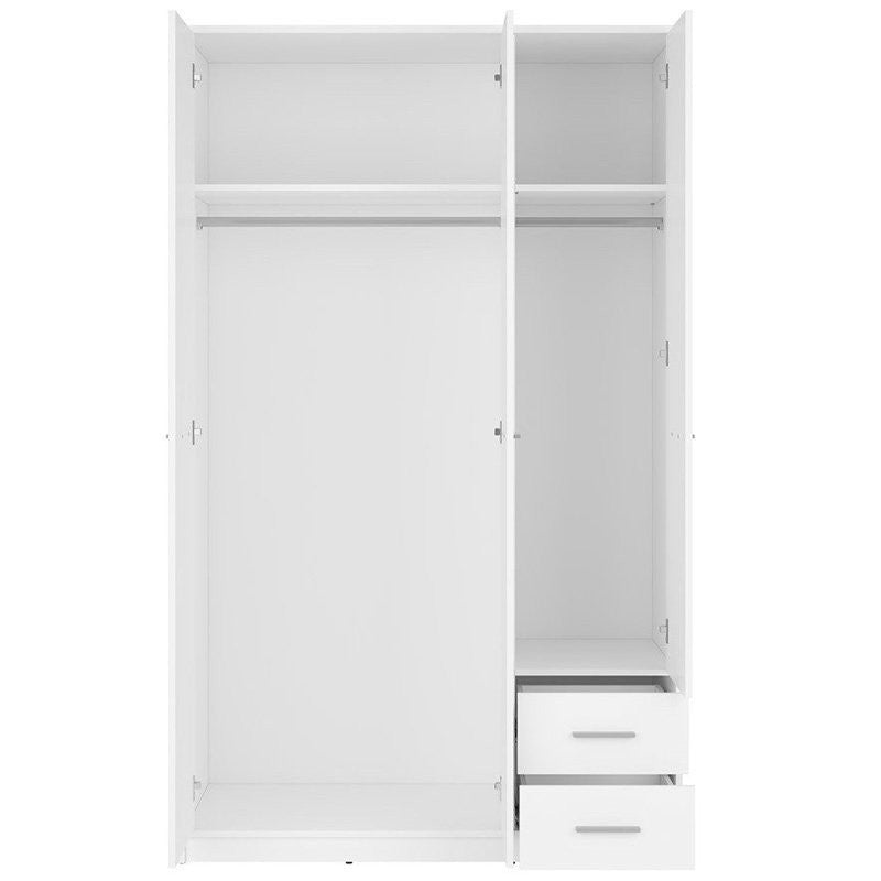 NEPO PLUS BRW SZF3D2S 2 Drawer 3 Door BLACK RED WHITE Wardrobe-White