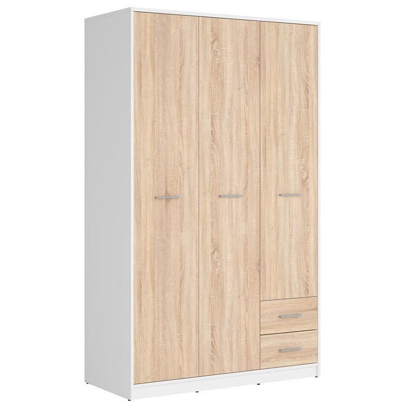 NEPO PLUS BRW SZF3D2S 2 Drawer 3 Door BLACK RED WHITE Wardrobe-White / Sonoma Oak