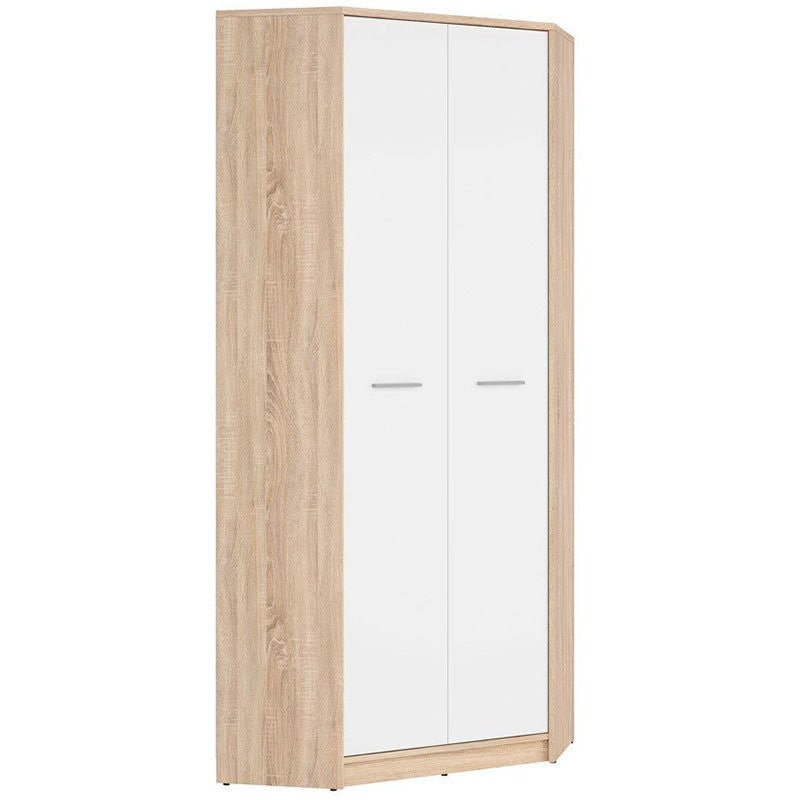 NEPO PLUS BRW SZFN2D 2 Door Corner BLACK RED WHITE Wardrobe-Sonoma Oak / White