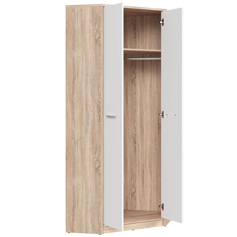 NEPO PLUS BRW SZFN2D 2 Door Corner BLACK RED WHITE Wardrobe-Sonoma Oak / White