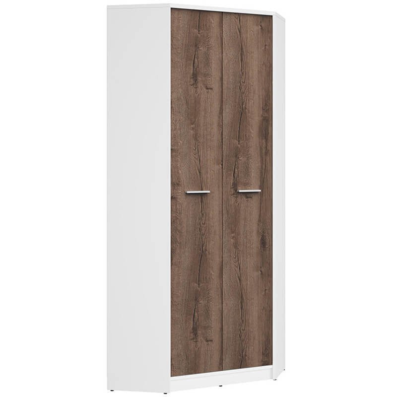 NEPO PLUS BRW SZFN2D 2 Door Corner BLACK RED WHITE Wardrobe-White / Monastery Oak