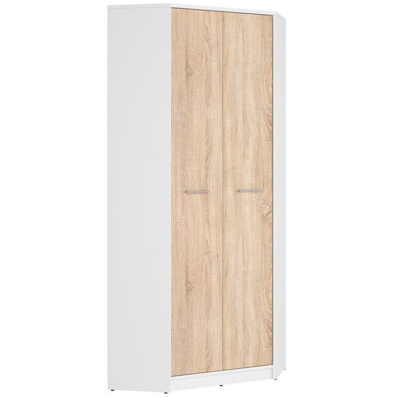 NEPO PLUS BRW SZFN2D 2 Door Corner BLACK RED WHITE Wardrobe-White / Sonoma Oak