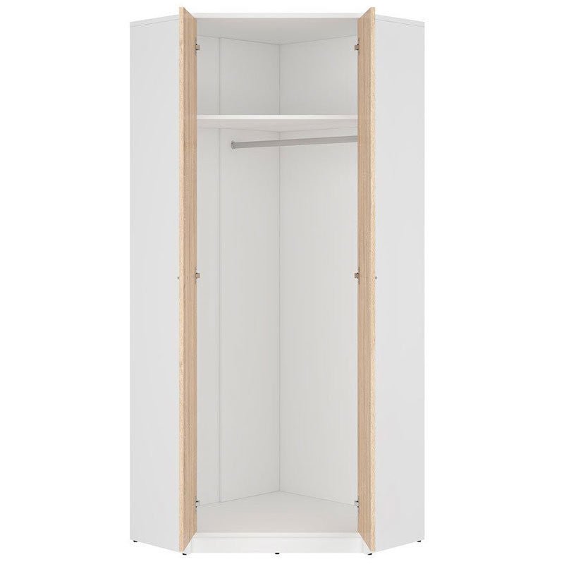 NEPO PLUS BRW SZFN2D 2 Door Corner BLACK RED WHITE Wardrobe-White / Sonoma Oak