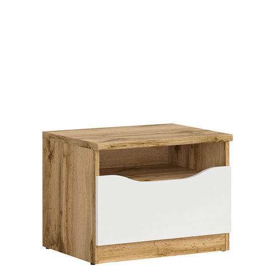 NUIS BRW KOM1S 1 Drawer High Gloss BLACK RED WHITE Bedside Table-Wotan Oak / White Gloss