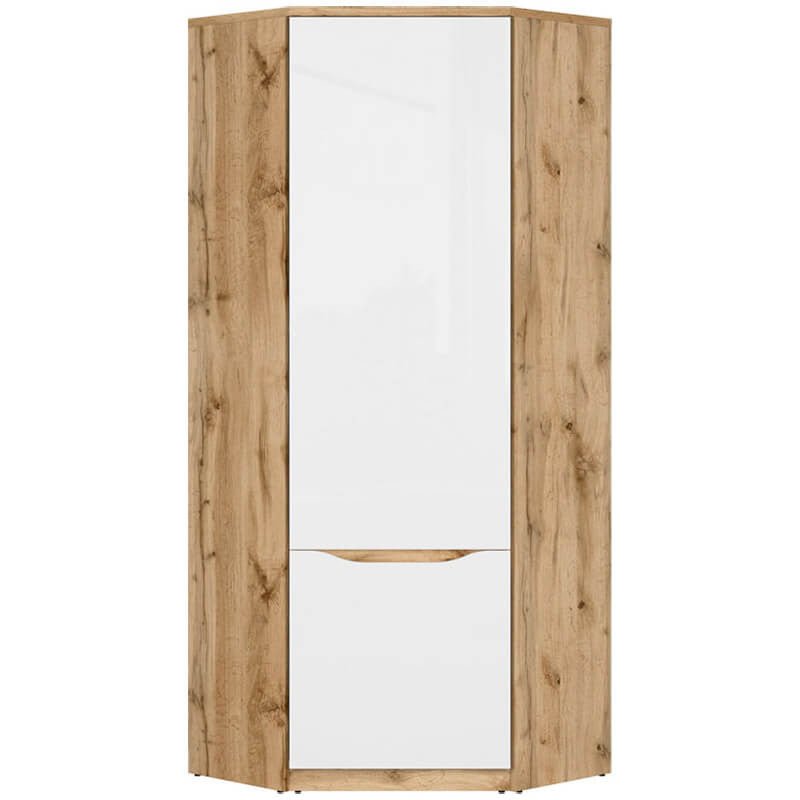 NUIS BRW SZFN1D 1 Door Corner High Gloss BLACK RED WHITE Wardrobe-Wotan Oak / White Gloss