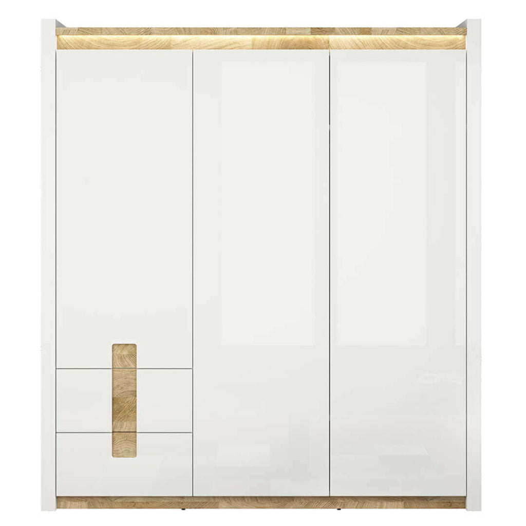 ALAMEDA BRW SZF3D2S 2 Drawer 3 Door High Gloss BLACK RED WHITE Wardrobe-White Gloss / Westminster Oak