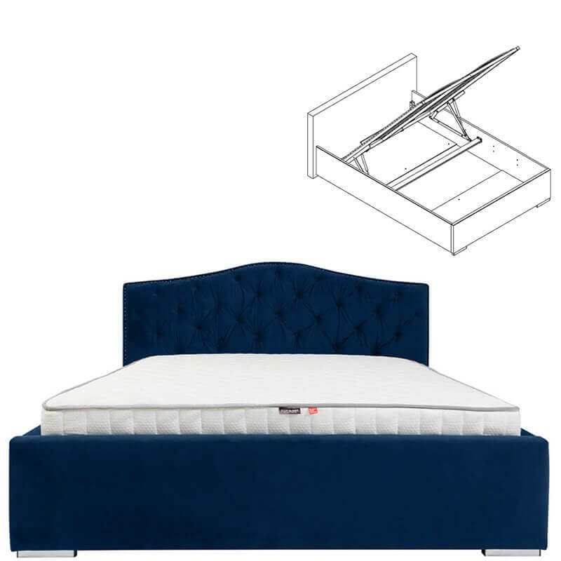 ALEXANDRA II BRW 160 Ergo Space Blue King Size Lift Up Storage Upholstered BLACK RED WHITE Upholstered Bed-Riviera 81 Blue