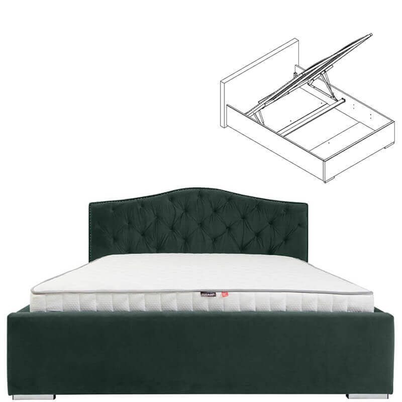 ALEXANDRA II BRW 160 Ergo Space Green King Size Lift Up Storage Upholstered BLACK RED WHITE Upholstered Bed-Riviera 38 Green