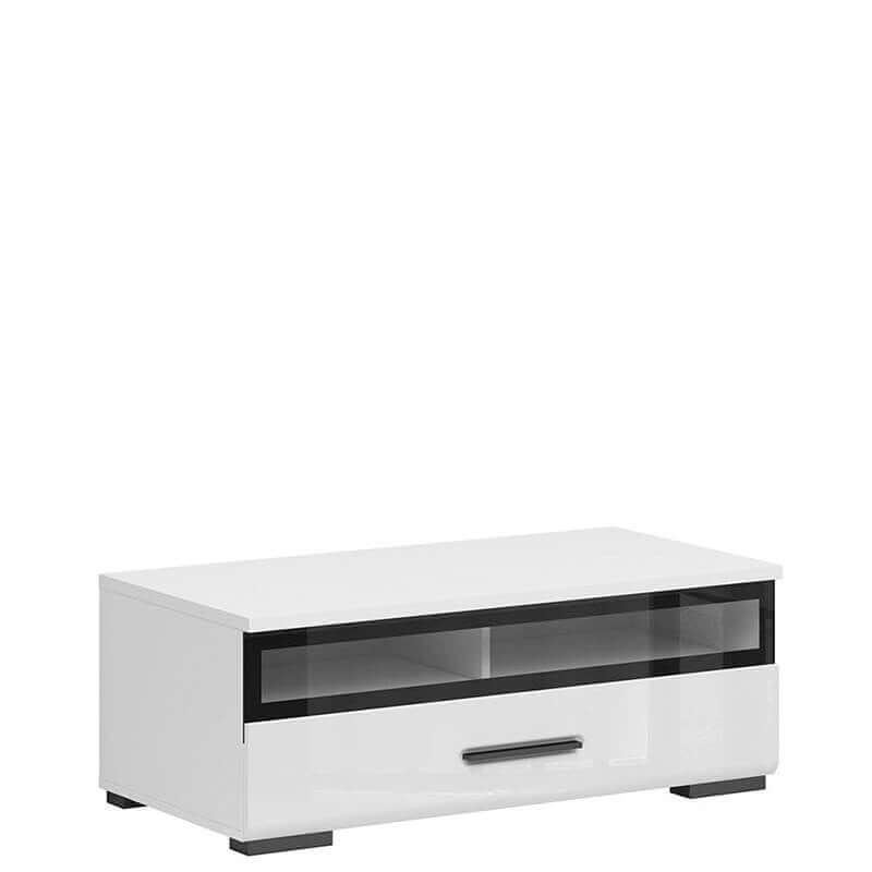 ASSEN BRW RTV1S/4/10/S 1 Drawer Glass Fronted High Gloss BLACK RED WHITE TV Cabinet-White / White Gloss