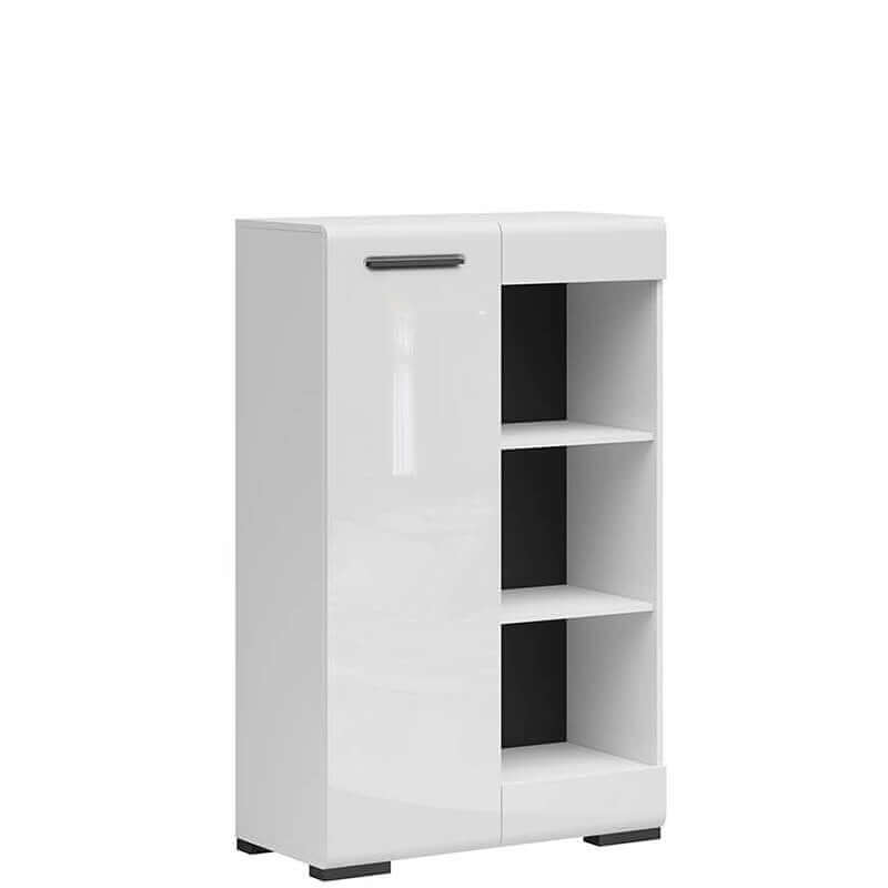 ASSEN BRW SFK1D/13/8 1 Door High Gloss BLACK RED WHITE Bookcase-White / White Gloss