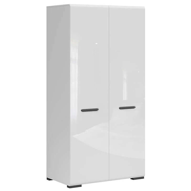 ASSEN BRW SZF2D_OPCJA 2 Door Extra Shelves High Gloss BLACK RED WHITE Wardrobe-White / White Gloss