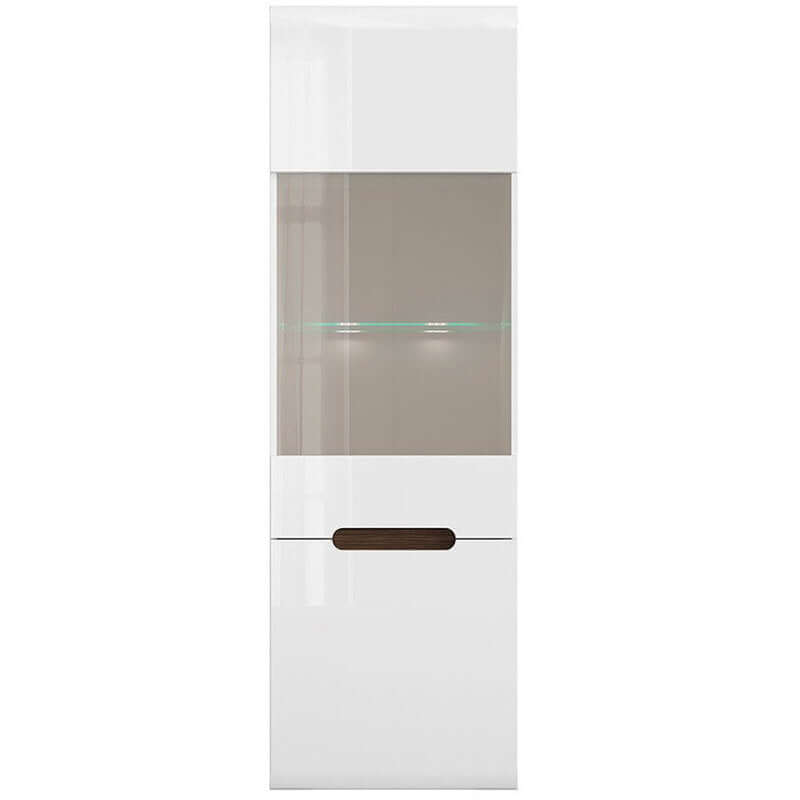 AZTECA TRIO BRW REG1W1D/19/6 2 Door Glass Fronted High Gloss BLACK RED WHITE Display Cabinet-White / White Gloss