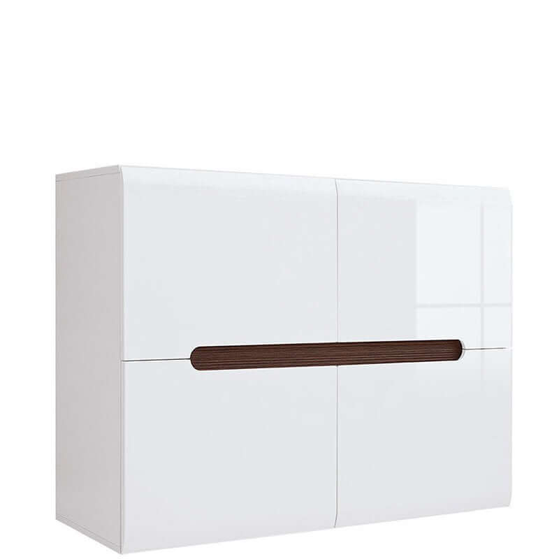 AZTECA TRIO BRW SFK4D/8/11 4 Door High Gloss BLACK RED WHITE Cabinet-White / White Gloss