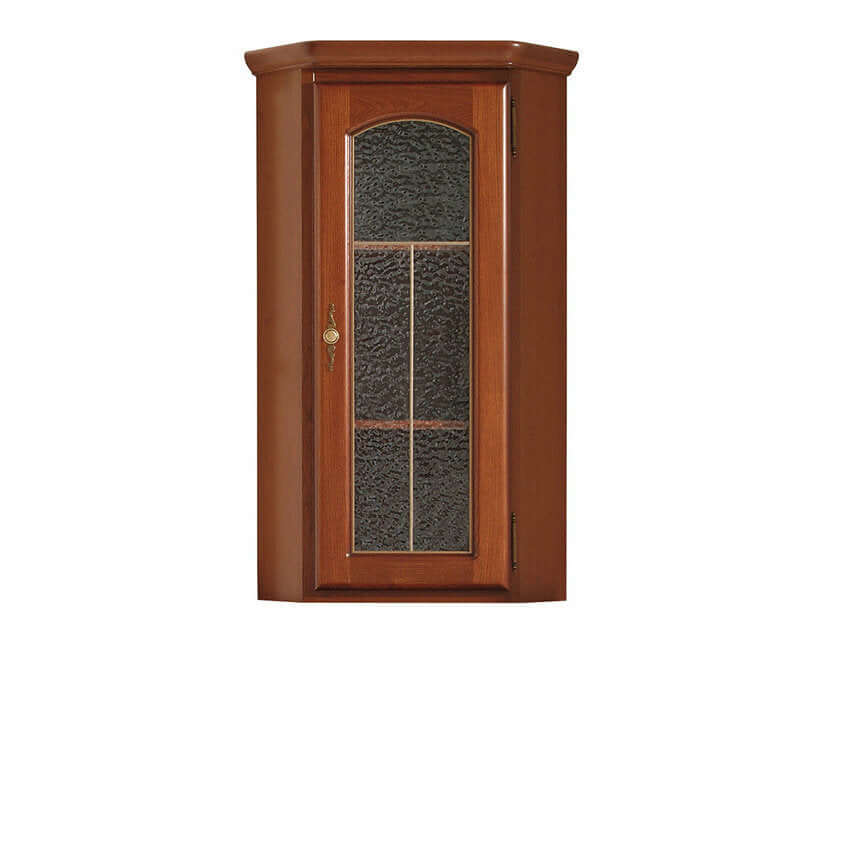 BAWARIA BRW DNAD1WN 1 Door Corner Glass Fronted BLACK RED WHITE Display Cabinet-Walnut