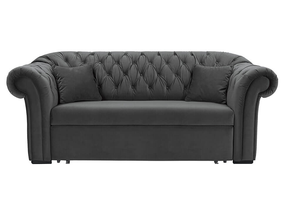CUPIDO 2FBK BRW Grey 2 Seater Fold Out Straight BLACK RED WHITE Upholstered Sofa Bed-Salvador 18 Grey
