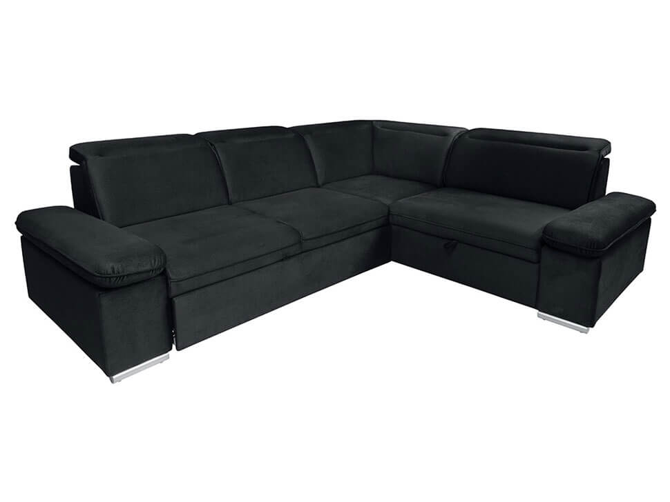 DARBY 2F.E.1,5BK BRW Black Corner Fold Out Right BLACK RED WHITE Upholstered Sofa Bed-Solar 99 Black