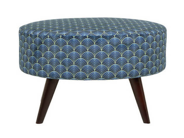 EMILLY H BRW Print Art Deco BLACK RED WHITE Upholstered Footstool-Print Wachlarze 02 Gold Navy