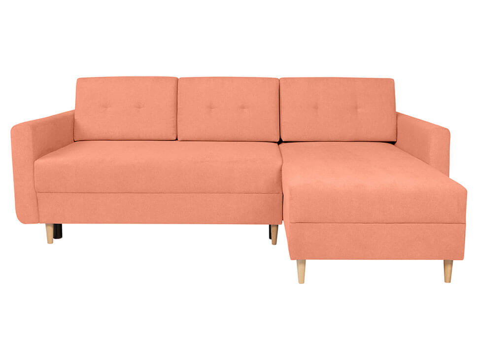 FELIZ LUX 3DL.URC BRW Orange Corner Fold Out with Storage BLACK RED WHITE Upholstered Sofa Bed-Solar 23 Coral