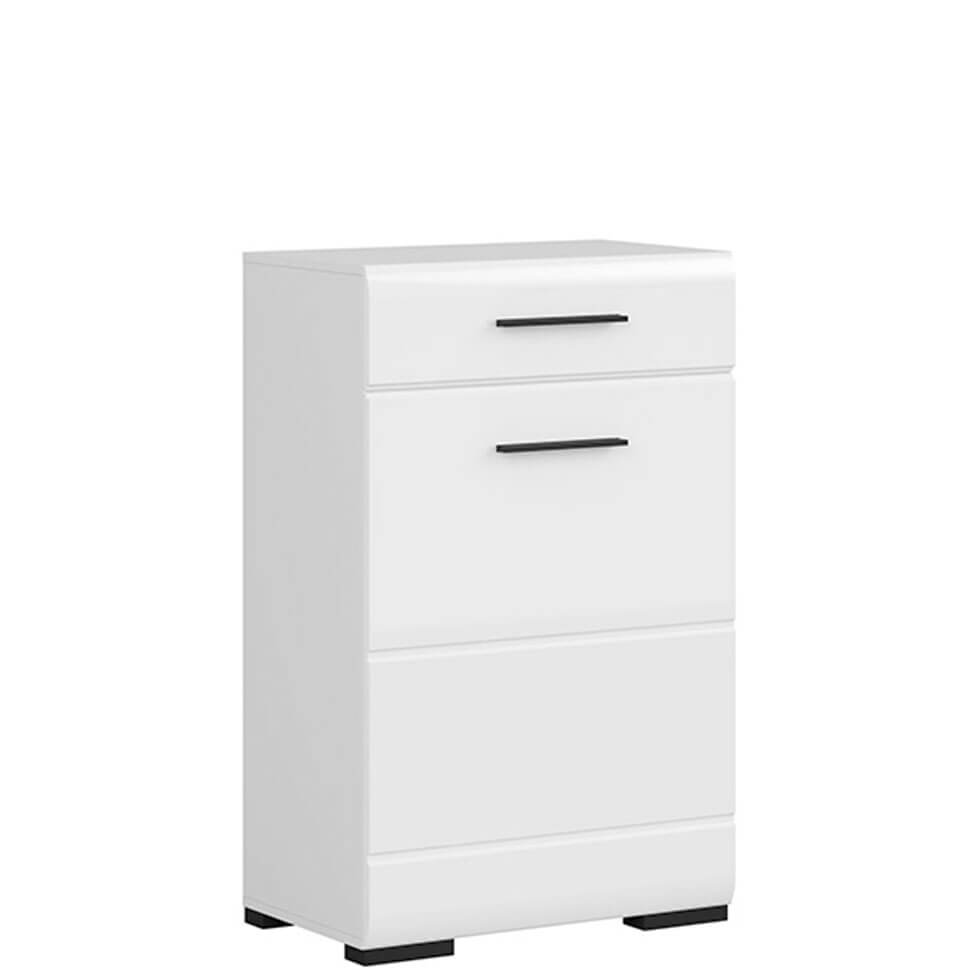 FEVER BRW KOM1D1S/10/6 1 Door 1 Drawer BLACK RED WHITE Cabinet-White / White Gloss