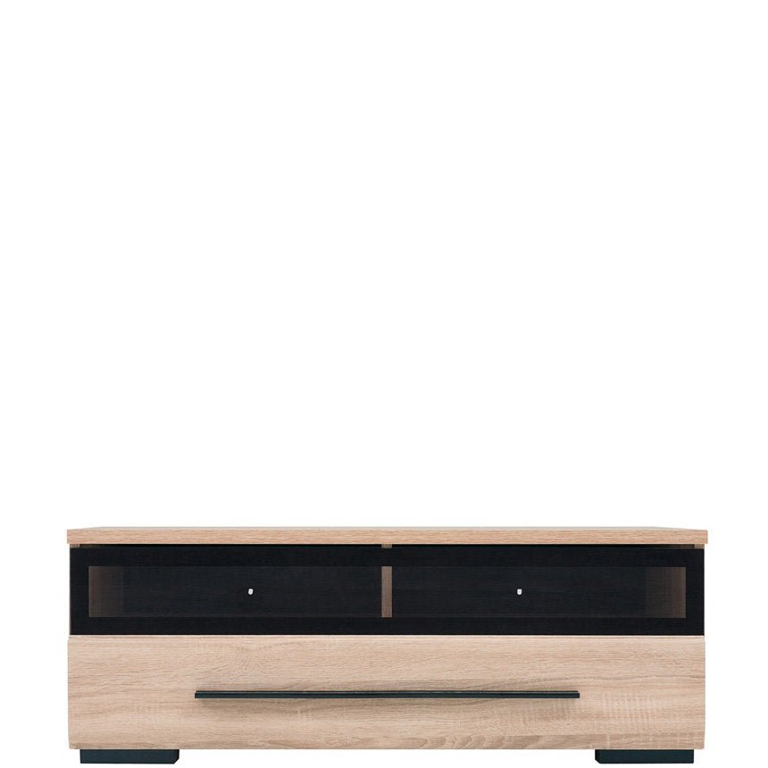 FEVER BRW RTV1S/3/10/S 1 Drawer Glass Fronted BLACK RED WHITE TV Cabinet-Sonoma Oak