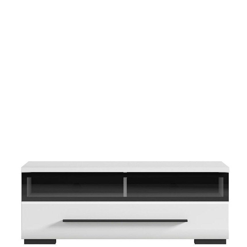 FEVER BRW RTV1S/3/10/S 1 Drawer Glass Fronted BLACK RED WHITE TV Cabinet-White / White Gloss