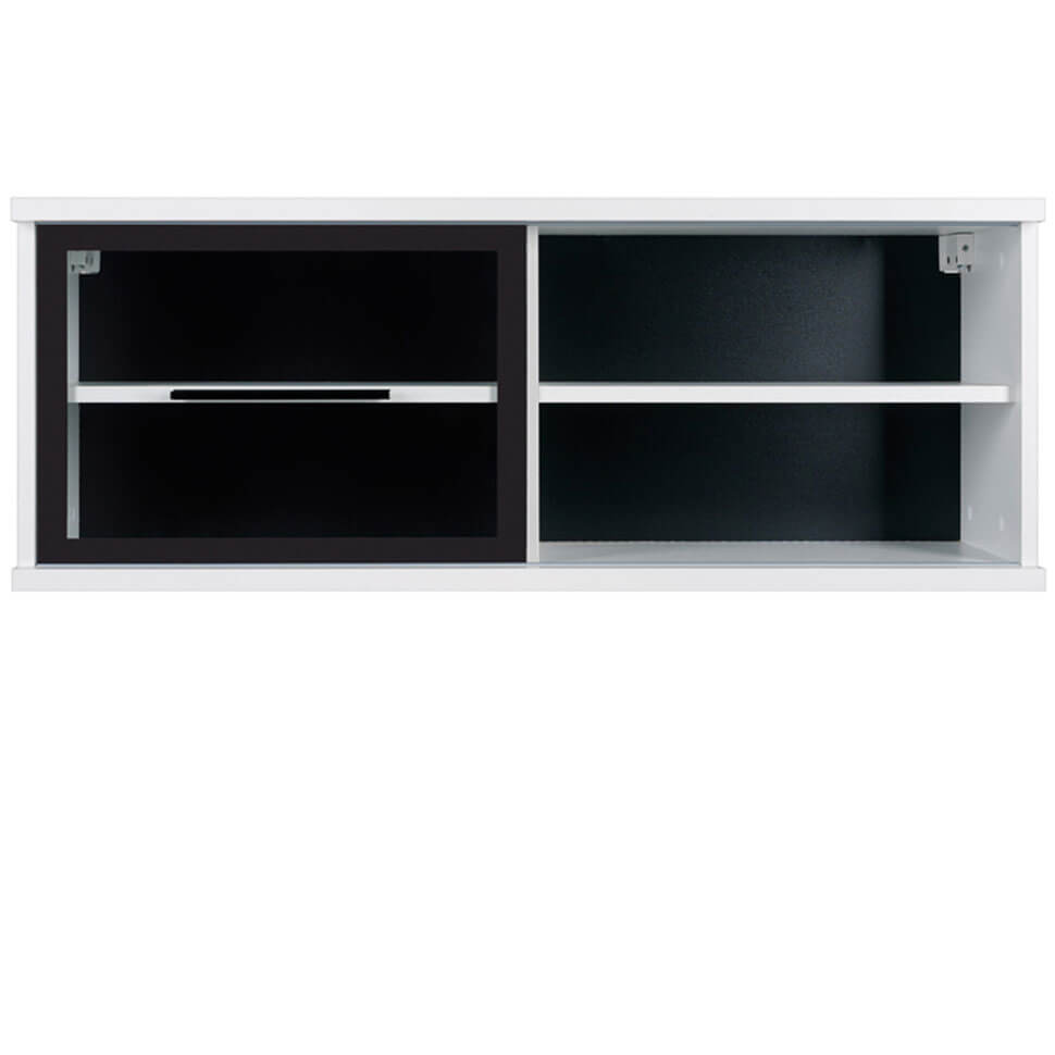 FEVER BRW SFW1W/4/10 1 Door Glass Fronted Wall BLACK RED WHITE Display Cabinet-White