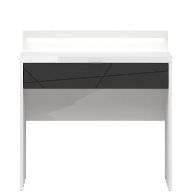 FORN BRW TOL1S+OSW 1 Drawer LED BLACK RED WHITE Dressing Table-White Gloss / Black