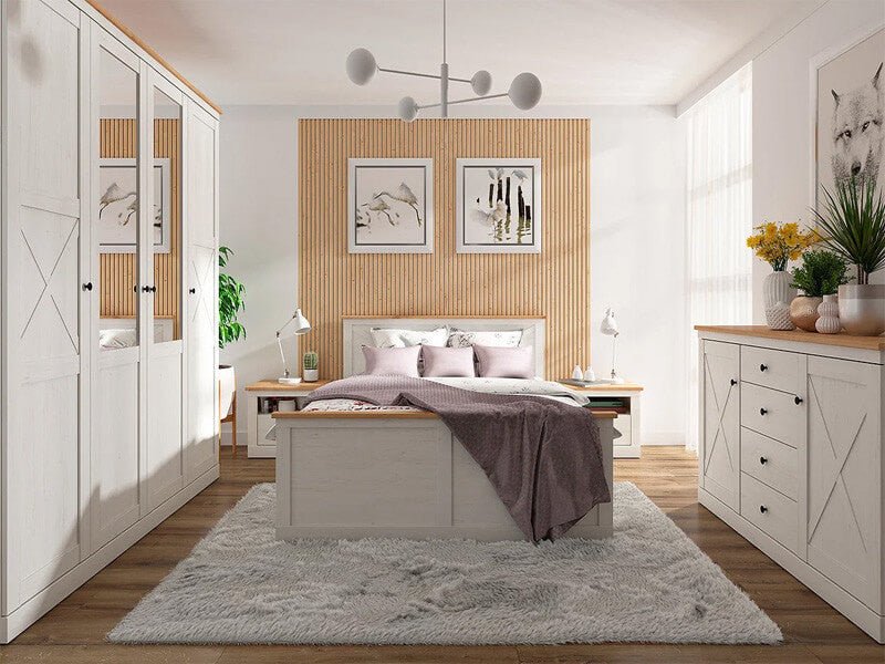FRIJA BRW Bedroom BLACK RED WHITE Furniture Set-Andersen White Pine / Artisan Oak