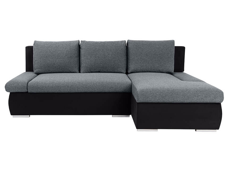 GAME LUX 2DL.REC BRW Grey Corner Fold Out Right BLACK RED WHITE Upholstered Sofa Bed-Denver 18 Grey / Manila 18 Black
