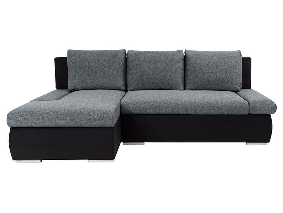 GAME LUX REC.2DL BRW Grey Corner Fold Out Left BLACK RED WHITE Upholstered Sofa Bed-Denver 18 Grey / Manila 18 Black