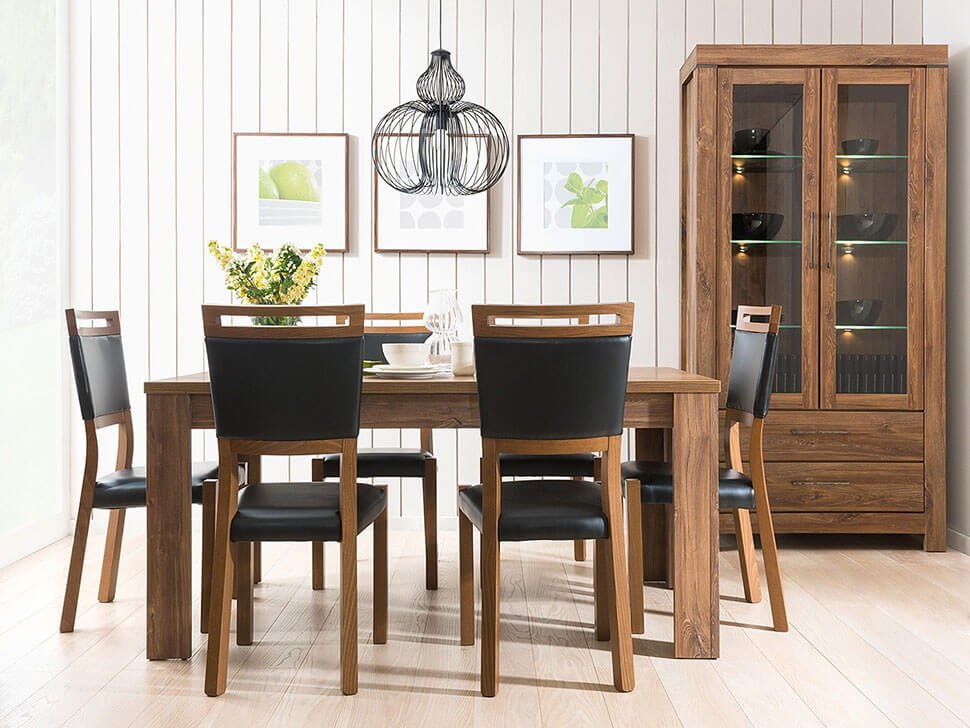 GENT BRW Dining Room LED BLACK RED WHITE Furniture Set-Stirling Oak